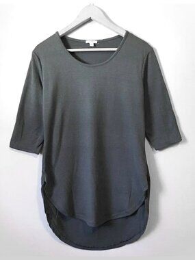 Ardene Charcoal Grey Knit Curved High Low Hem Half Sleeve Sweater